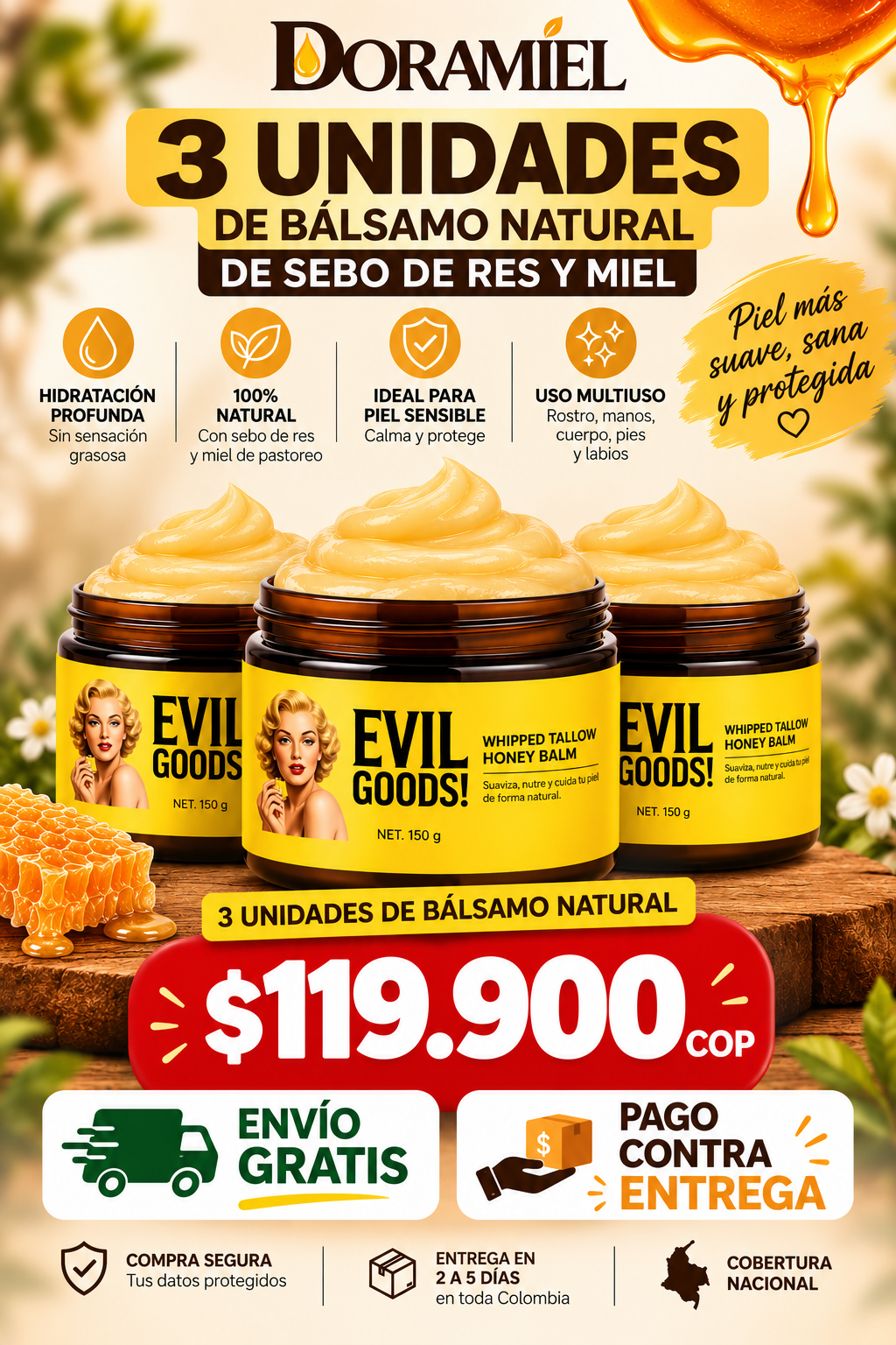 Bálsamo de Sebo de Res EVIL GOODS | Hidratación Profunda para Piel Seca